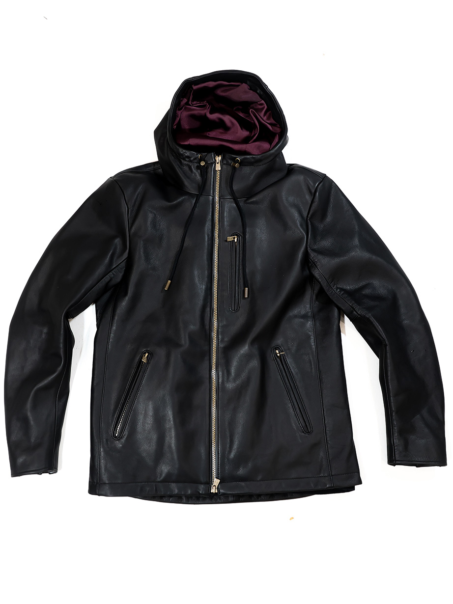 Waterproof leather hood jacket