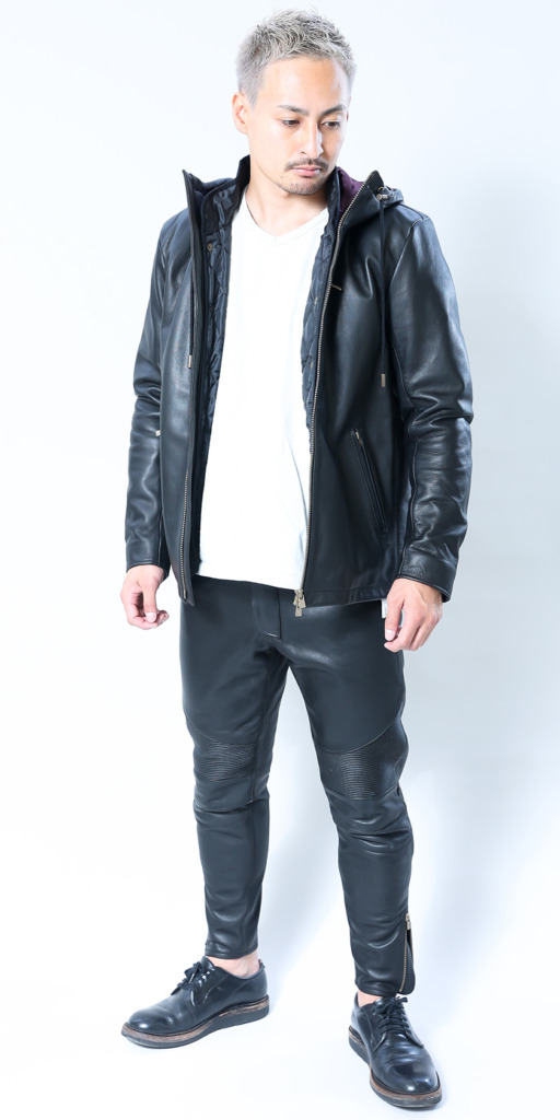 【Dark】 ”Waterproof” leather hooded jacket (防水レザーフードジャケット) 製品紹介